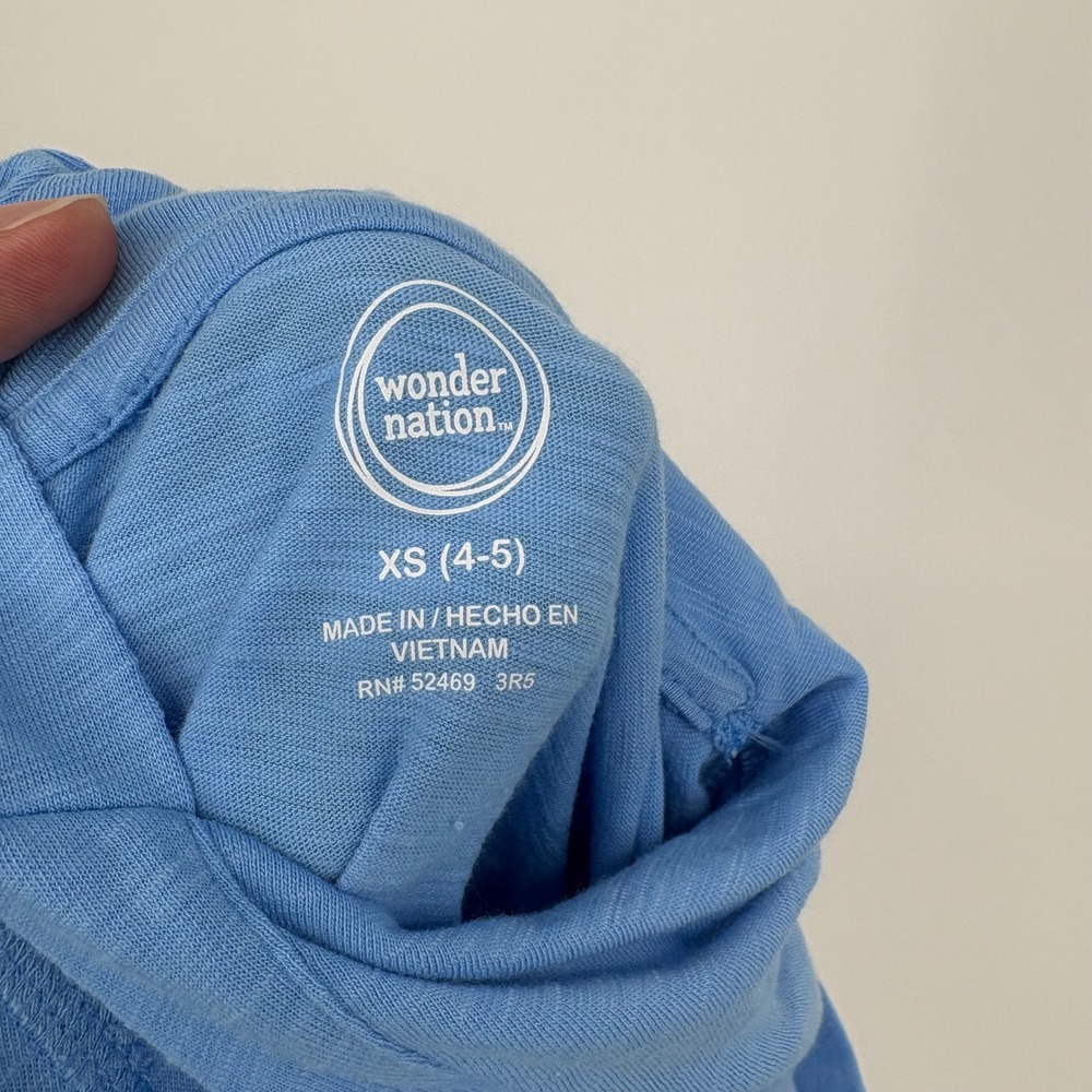 Blue Slub Jersey Pullover Hoodie Kids X-Small 4-5 Long Sleeve Fall Wonder Nation - Picture 3 of 9